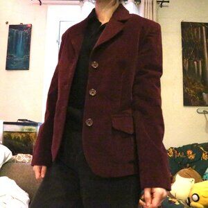 Lady Hathaway Burgundy Corduroy Blazer - Dark Academia - Size S